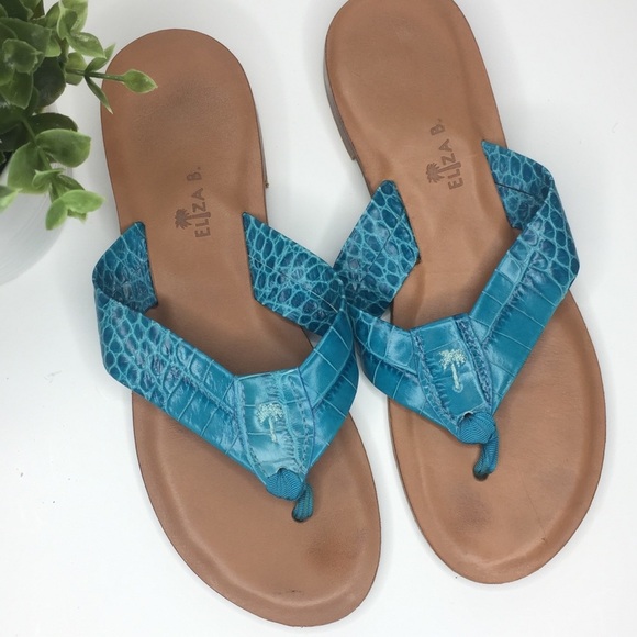[Eliza B.] Leather Flip Flops/Sandals - Picture 1 of 8